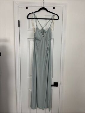 Sage Green Slip Maxi Dress with Crisscross Straps